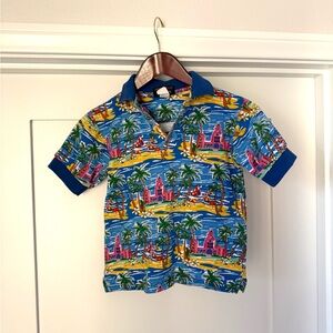 Vintage Kids Hawaiian Pink Palace Hotel Waikiki Polo Shirt Size MEDIUM McInerny